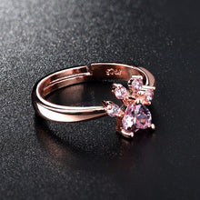 Load image into Gallery viewer, Luxury Rose Gold Cat Paw Print Ring - Adjustable sizing