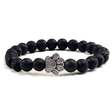 Load image into Gallery viewer, Natural Cat Paw Print Bracelet With Lava Volcanic Stones