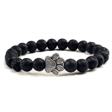 Load image into Gallery viewer, Natural Cat Paw Print Bracelet With Lava Volcanic Stones