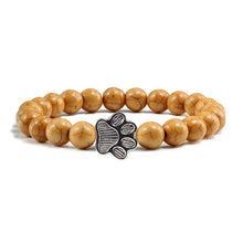 Load image into Gallery viewer, Natural Cat Paw Print Bracelet With Lava Volcanic Stones