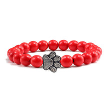 Load image into Gallery viewer, Natural Cat Paw Print Bracelet With Lava Volcanic Stones