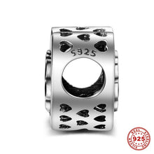 Load image into Gallery viewer, Original 925 Silver Cute Black Enamel Paw Pandora Charms Bracelet