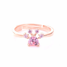 Load image into Gallery viewer, Luxury Rose Gold Cat Paw Print Ring - Adjustable sizing
