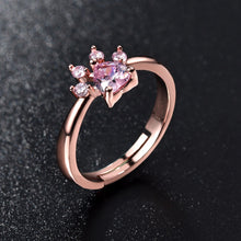 Load image into Gallery viewer, Luxury Rose Gold Cat Paw Print Ring - Adjustable sizing