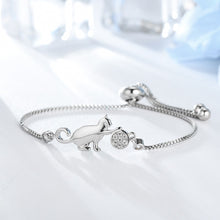 Load image into Gallery viewer, Silver Plated Cat Adjustable Charm Bracelet
